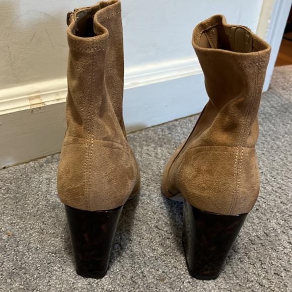 Ann Taylor Kady Faux Suede Tortoise Block Heel Booties Tan 10 - Picture 5 of 10